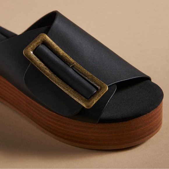 Kelsi Dagger BK® Brooklyn Dover Black Buckle Platform Slides Sandals Sz 7 NEW - Picture 12 of 14